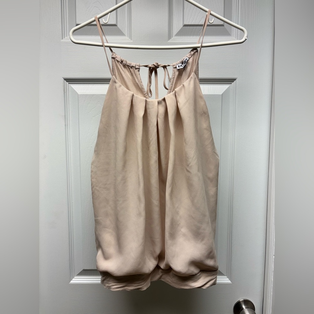 Express Nude/Beige Pleated Halter-Style Tank Top – Size L